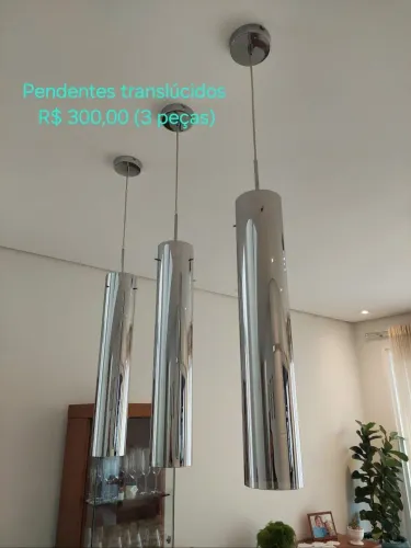 Pendente Translúcido Cromado Fumê Tubular