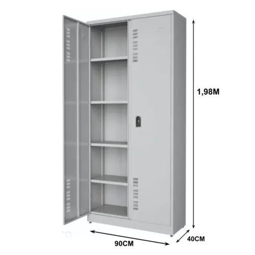 Armário de Aço POP c/ Portas - PA 90 # 26 - CHAPA LEVE - 1,98×0,90×0,40m