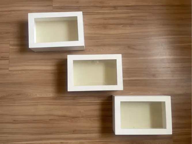 3 Nichos duplos Decorativos Brancos com vidro
