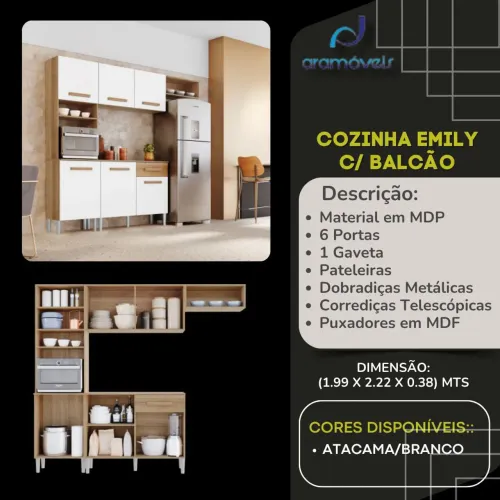 Armário de cozinha completa com balcão