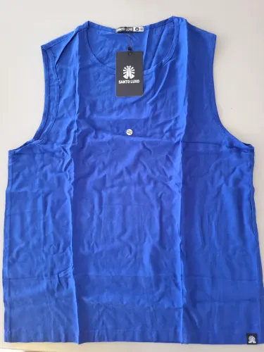 Camiseta Regata Viscose Azul Royal Santo Luxo G Nova