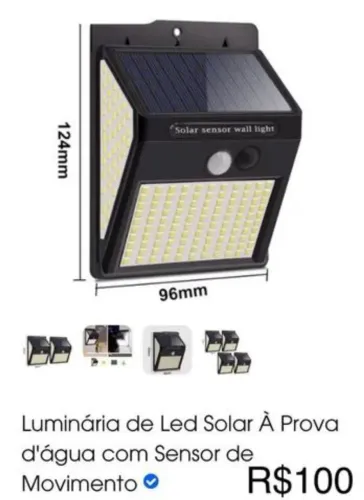 Luminária de led solar à prova d'água 