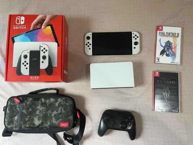 Nintendo Switch - Pro Controle - Skyrim - Final Fantasy XII - Bolsa 