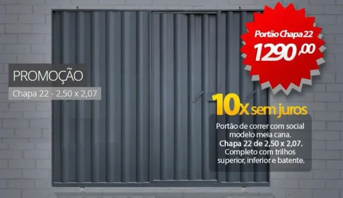 Portão de correr c/social para garagem