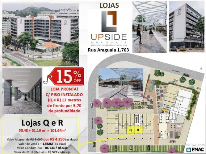 ALUGO DUAS LOJAS COM 101 M2 NO UP SIDE - ARAGUAIA