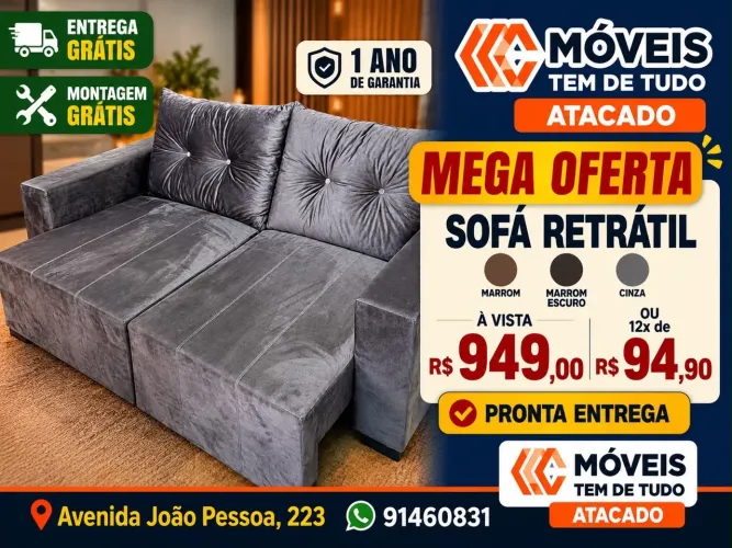 Sofá Retrátil Confortável com Montagem Grátis