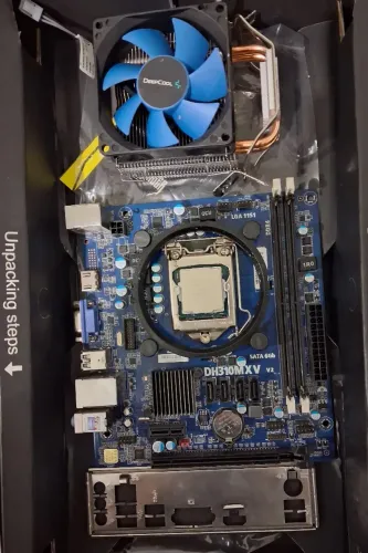 Placa mãe, processador e air cooler