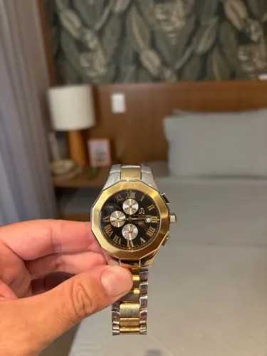 Relógio Aço Bicolor Cronógrafo Seminovo 