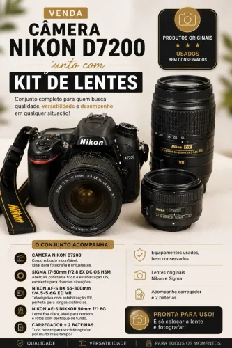 Camera Nikon D7200 + Kit de lentes