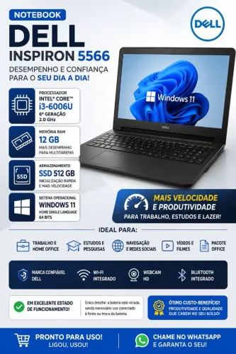 Vendo Notebook Dell Inspiron 5566 | 12 GB RAM | SSD 512 GB