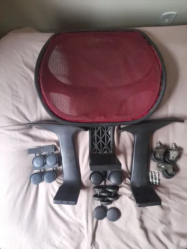 Kit Peças para Cadeira de Escritório/Gamer - Base + Rodinhas + Encosto/Tela