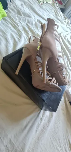 Sandália salto gladiadora bege 37