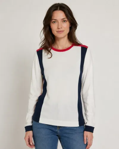 Tricô Lacoste de Lã Color Block Tamanho 4