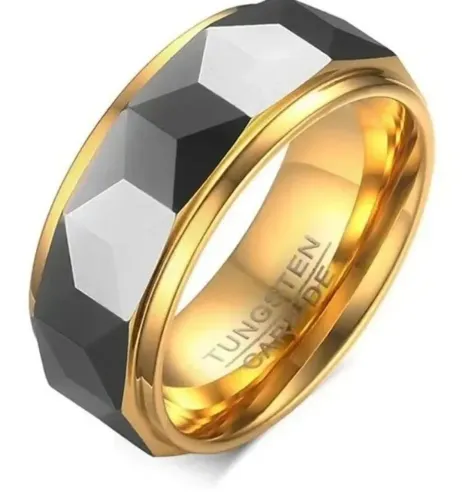 Alianças Tungstênio com 6 camadas em ouro 18k