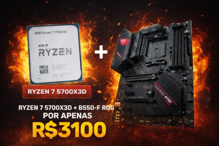 Kit AMD Ryzen 7 5700X3D + B550 ROG