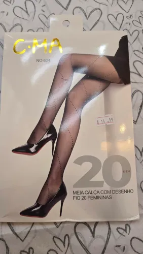 Meia calça com desenho fio 20