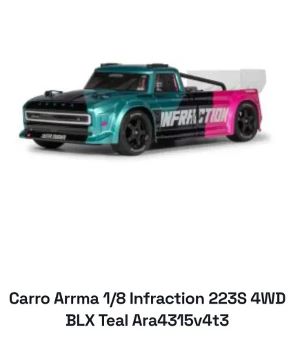 Carro Arrma 1/8 Infraction 223S 4WD BLX Teal