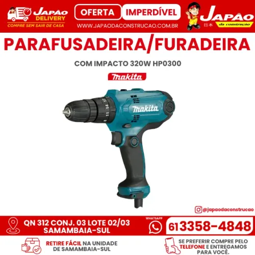 Parafusadeira e Furadeira com Impacto 320W Hp0300 Makita