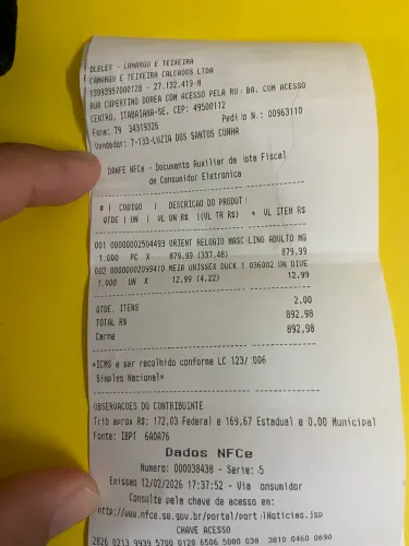 Relógio oriente original com nota e tudo certinho no precinho