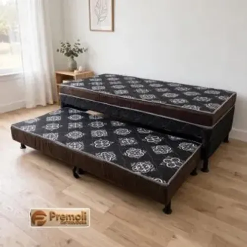 Cama Box Solteiro Com Cama Auxiliar Espuma 88x188x58cm
