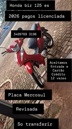BIZ 125 ES ENTRADA E 12 VEZES NO CRÉDITO 