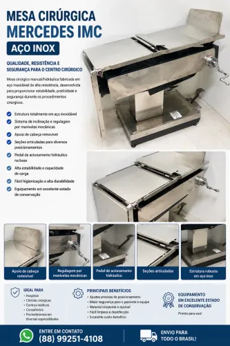 MESA CIRÚRGICA MERCEDES IMC - AÇO INOX