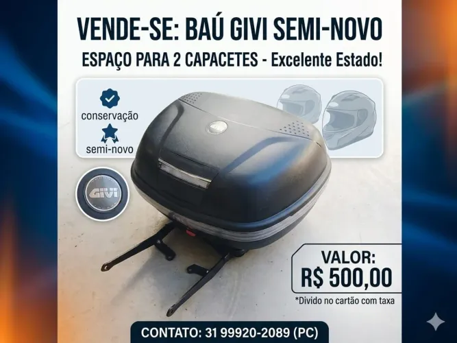 Baú Givi, espaço pra 2 capacetes