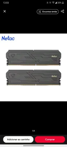 Memória RAM DDR4 Netac 16GB (2x8GB) 3200MHz
