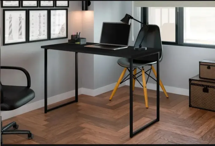 Mesa Escrivaninha Industrial 120x60 Metal Home Office Preto
