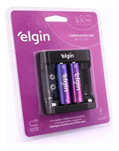 Carregador De Baterias Com 2 Pilhas Aa 1500mah Recarregáveis