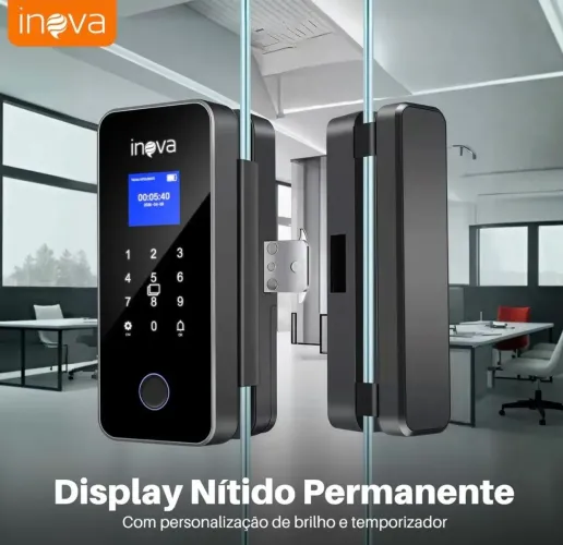 Fechadura digital para portas de vidro.