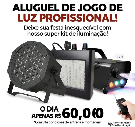 Aluguel de luz e máquina de fumaça 