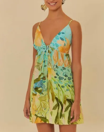 vestido farm estampado tropical m