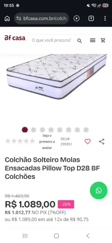 Colchao de molas BF - SOLTEIRO