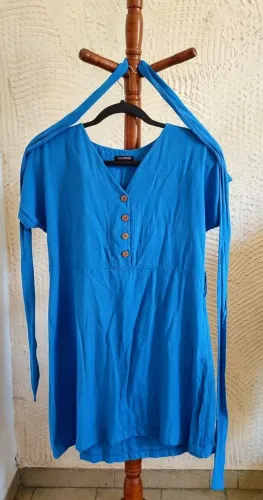 Vestido Miss Bella Azul | Modelo Solto Confortável | Tecido Leve