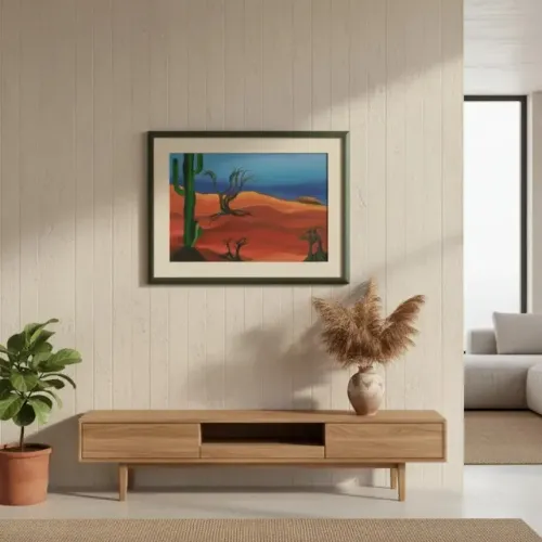 Quadro - Pintura Óleo Sobre Tela - 'Cactos Do Nordeste'