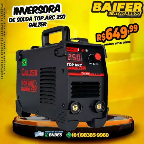 Inversora de Solda TOP ARC 250A Galzer
