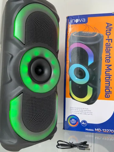 Caixa de Som Alto-Falante Multimídia Bluetooth Led RGB - MD-12270 iNova an3