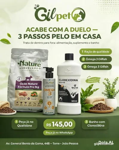 KIT Racao natire +Ômega 3 + Clorexidina
