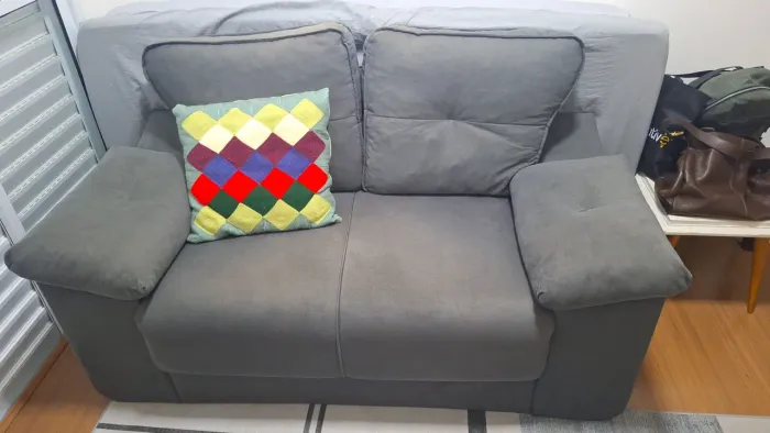 Sofá Cinza Conjunto 2 e 3 lugares