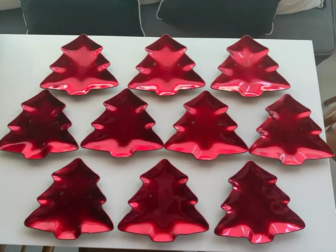 kit 10 pratinhos natalinos árvore de natal vermelho