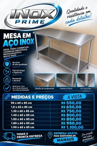Mesas em inox a pronta entrega 