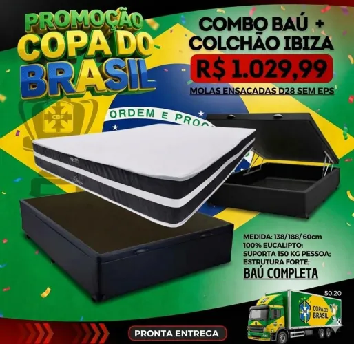 Cama baú casal com colchão de molas ensacadas