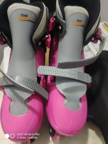 Patins Inline Bel Sports Rosa Ajustável (Tamanho 38 ao 41) 
