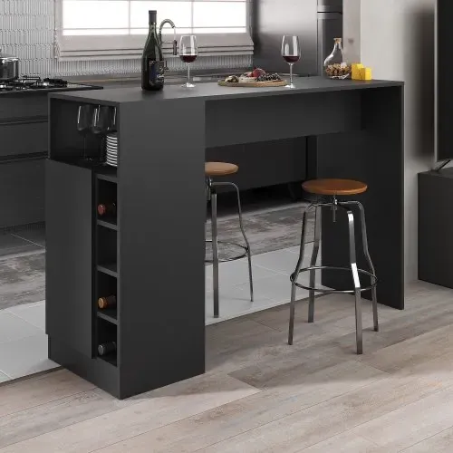 Bancada Balcão/mesa de Cozinha C/Adega e 1 porta Mp2144 Preto