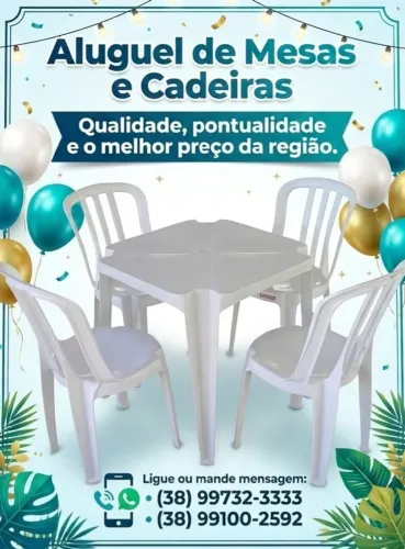 Aluguel De Mesas E Cadeiras aceitamos cartões