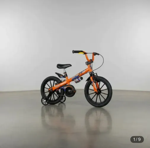 ? Bicicleta Infantil Aro 18 - Laranja - Com Rodinhas