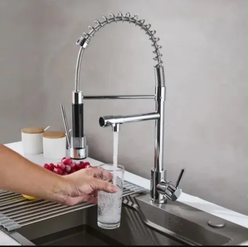 Torneira Gourmet Cozinha Monocomando Com Spray Extensor Inox