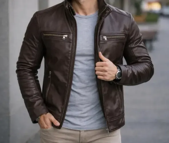Jaqueta De Couro Masculina Casaco Blusa De Frio Impermeavel
