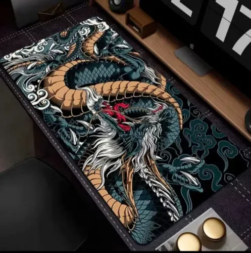 Mouse Pad Dragao Japones Gamer Antiderrapante Grande Diversas Estampas Personalizado 70x35